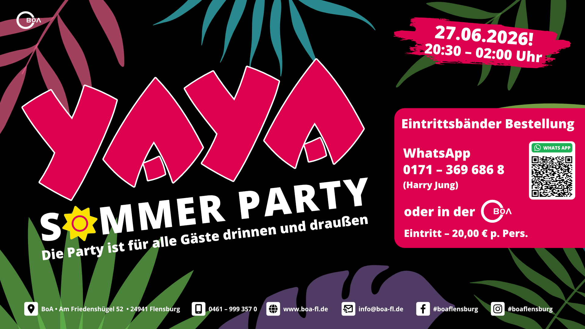 BoA YAYA Sommerparty 27.06.2026