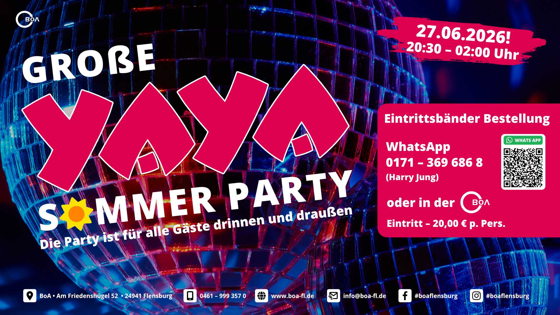 BoA YAYA Sommerparty 27.06.2026